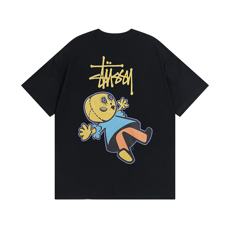 Doll print short-sleeved T-shirt