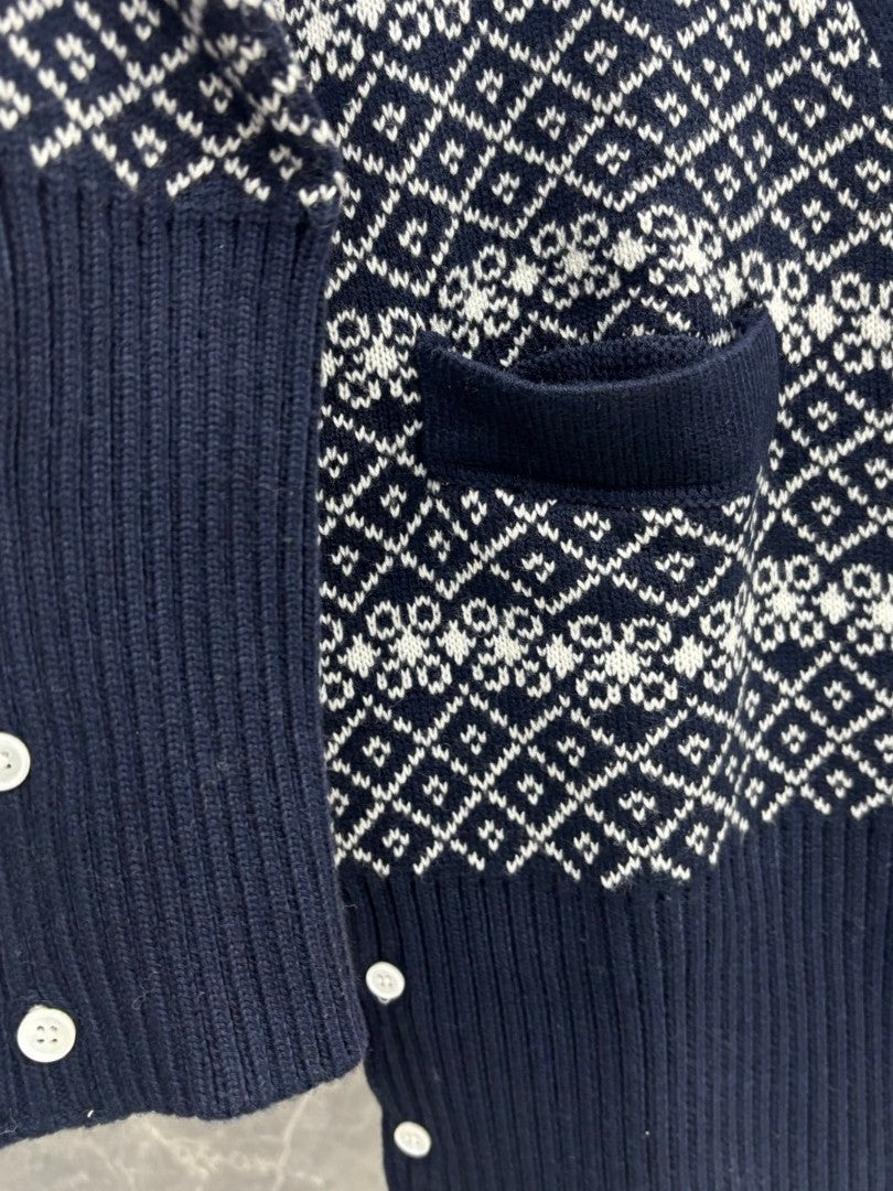 2025SS Plaid V-neck cardigan THOM TREND