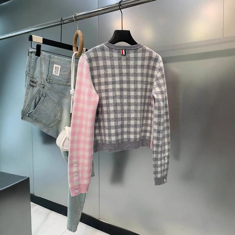 2025SS Wool plaid cardigan THOM TREND