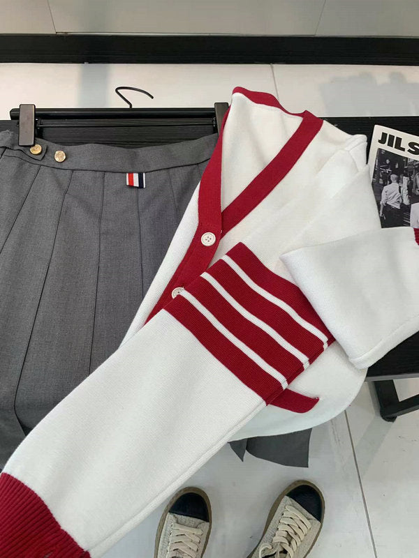 2025SS Contrast color rugby cardigan THOM TREND