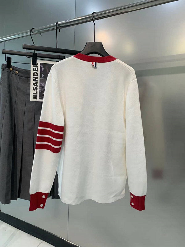 2025SS Contrast color rugby cardigan THOM TREND