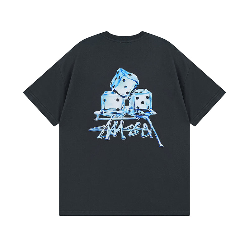 Ice cube pattern short-sleeved T-shirt