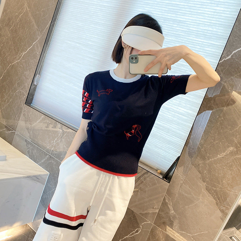 Women's back puppy polo short sleeve(副本) THOM TREND