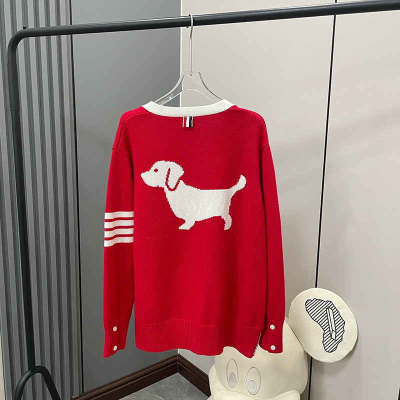 Puppy Embroidered Short Sleeve Sweater(副本) THOM TREND