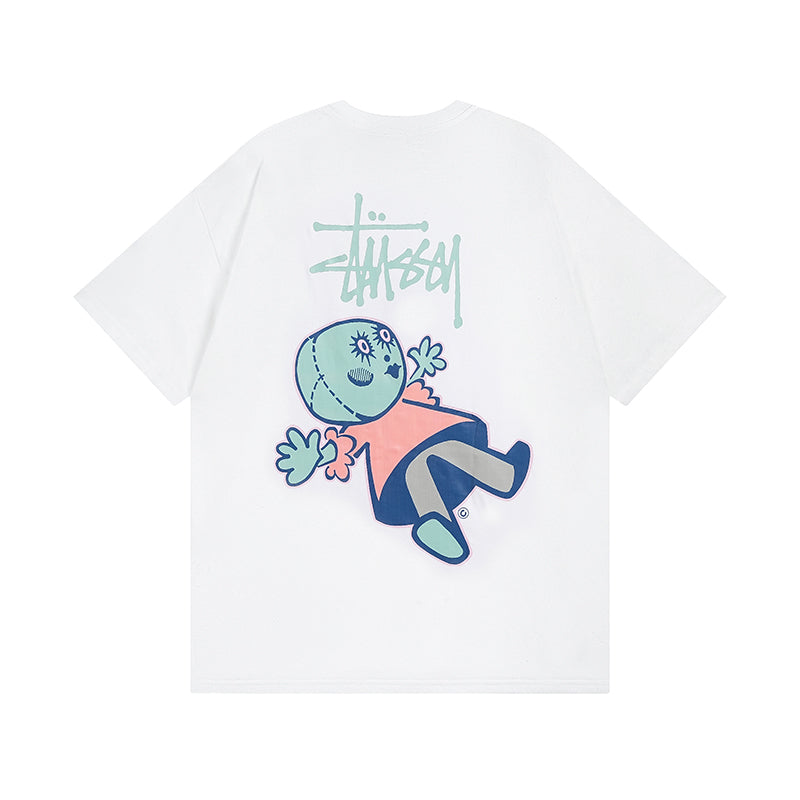 Doll print short-sleeved T-shirt