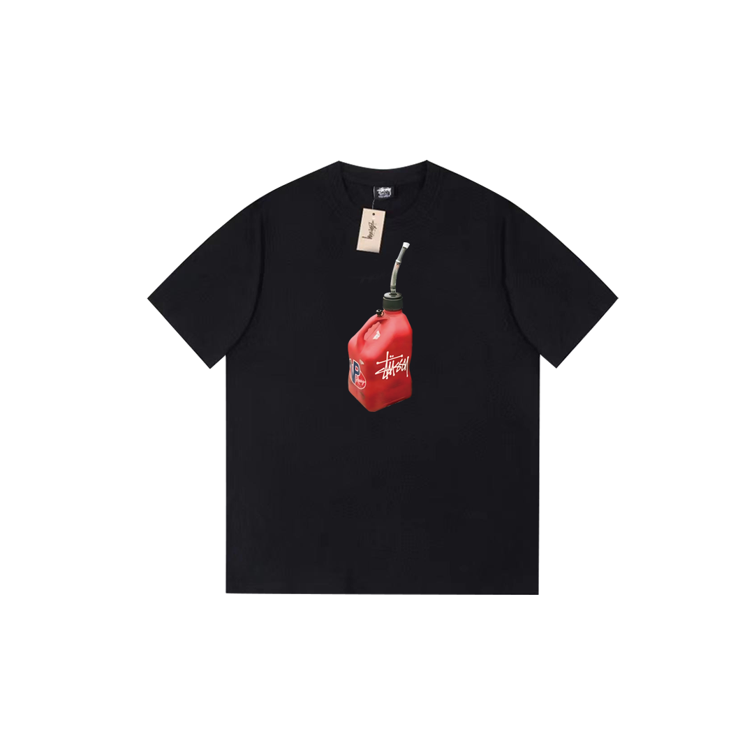 Gasoline barrel print T-shirt