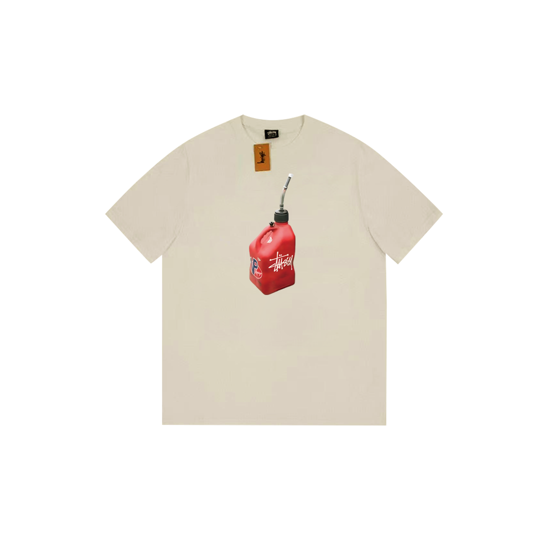 Gasoline barrel print T-shirt