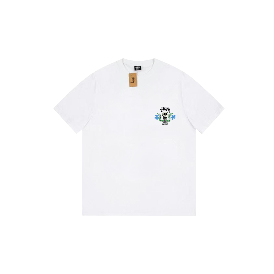 skull and flower print T-shirt