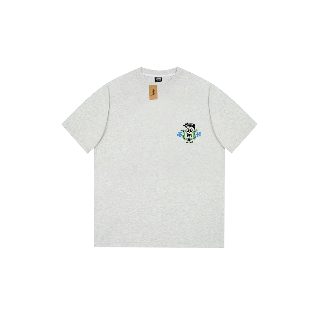 skull and flower print T-shirt