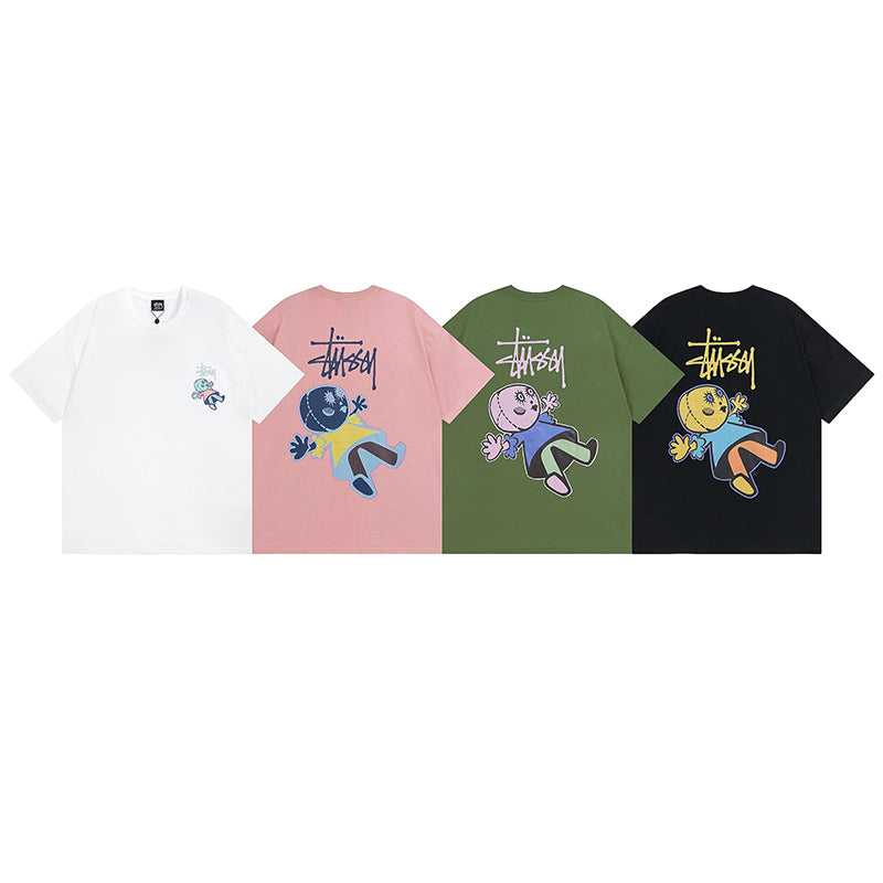 Doll print short-sleeved T-shirt