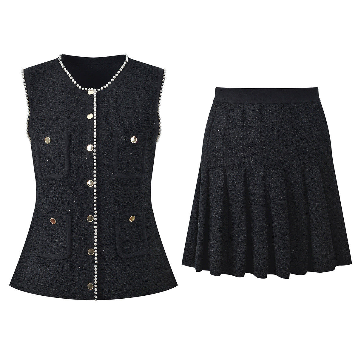 2025SS Sleeveless vest pleated skirt suit THOM TREND