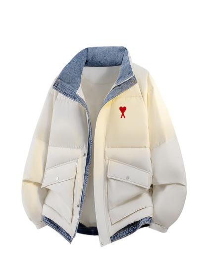 Denim patchwork down jacket THOM TREND