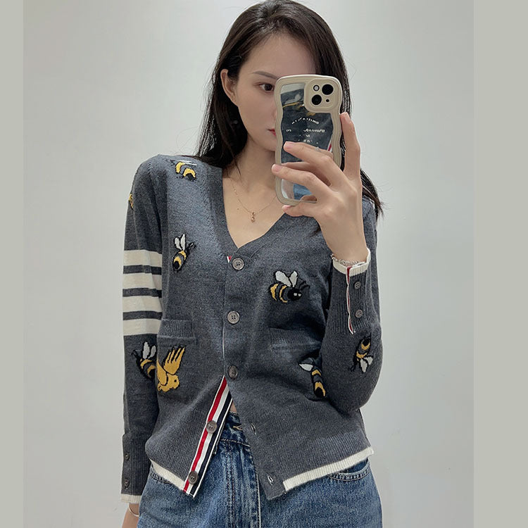2025SS  Bee and bird embroidered cardigan THOM TREND