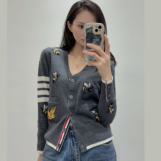 2025SS  Bee and bird embroidered cardigan THOM TREND