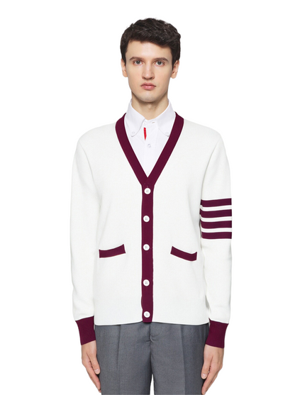 2025SSS Red and white sweater jacket THOM TREND