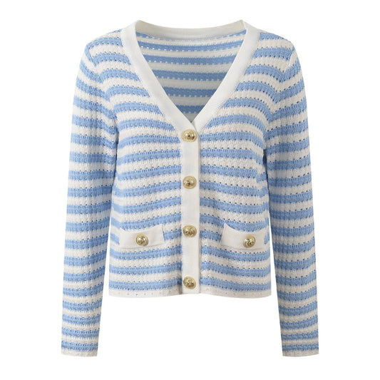 2025SS striped contrast cardigan THOM TREND