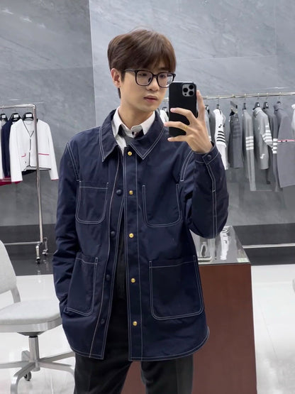 Men's gold button outer placket coat（副本） THOM TREND