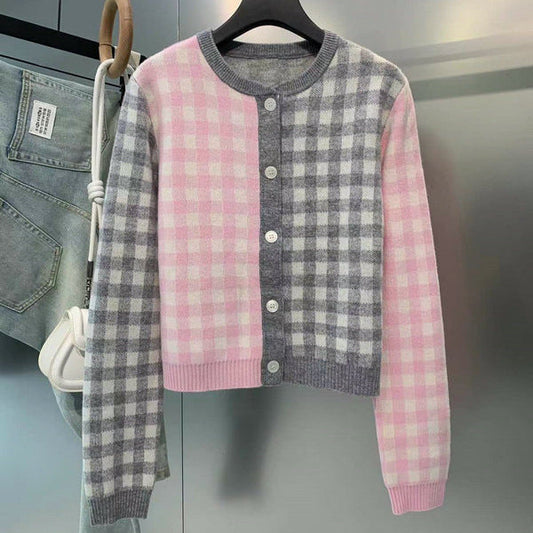 2025SS  Wool plaid cardigan THOM TREND