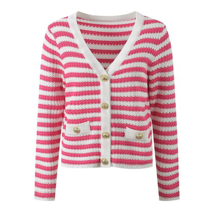 2025SS striped contrast cardigan THOM TREND