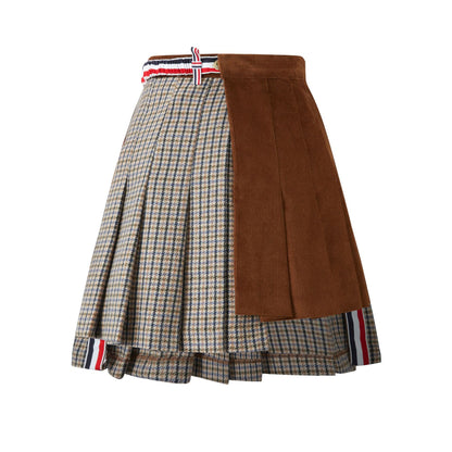 2025SS Contrast color plaid skirt