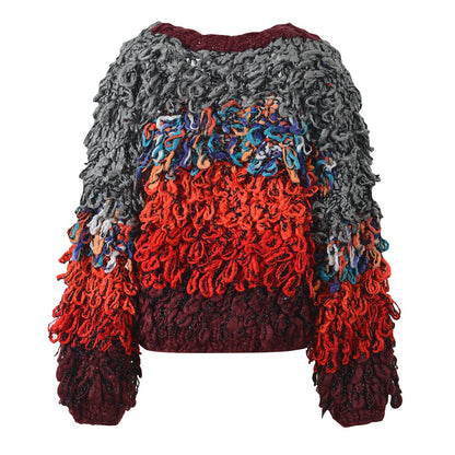 2025SS Colorful woven tassel sweater coat THOM TREND