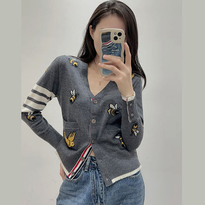 2025SS  Bee and bird embroidered cardigan THOM TREND