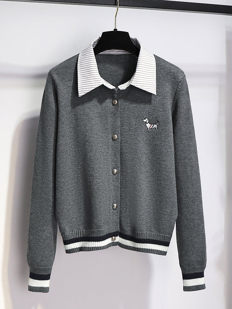 Fake two-piece cardigan + pleated skirt THOM TREND