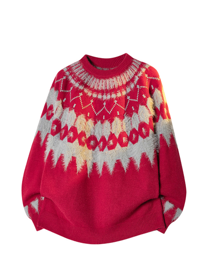 Fair Isle cable knit sweater THOM TREND
