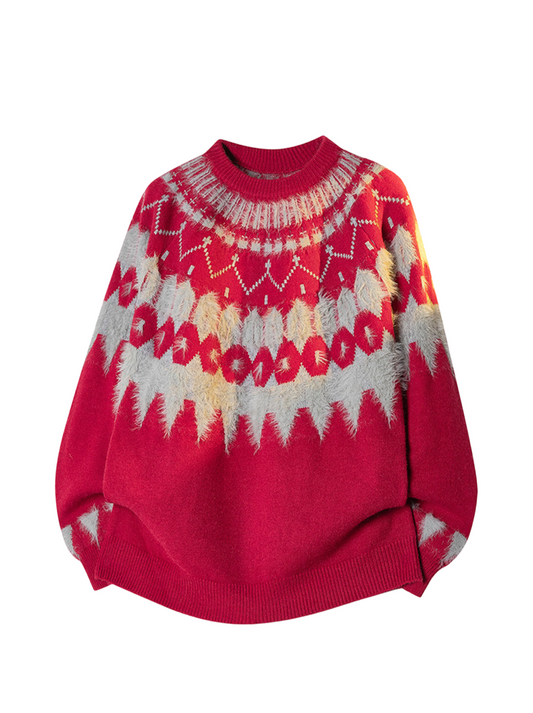 Fair Isle cable knit sweater THOM TREND