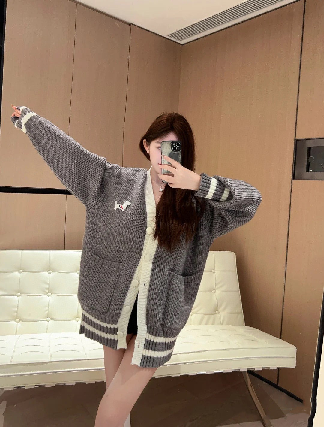 2025SS Puppy Color Striped Cardigan THOM TREND