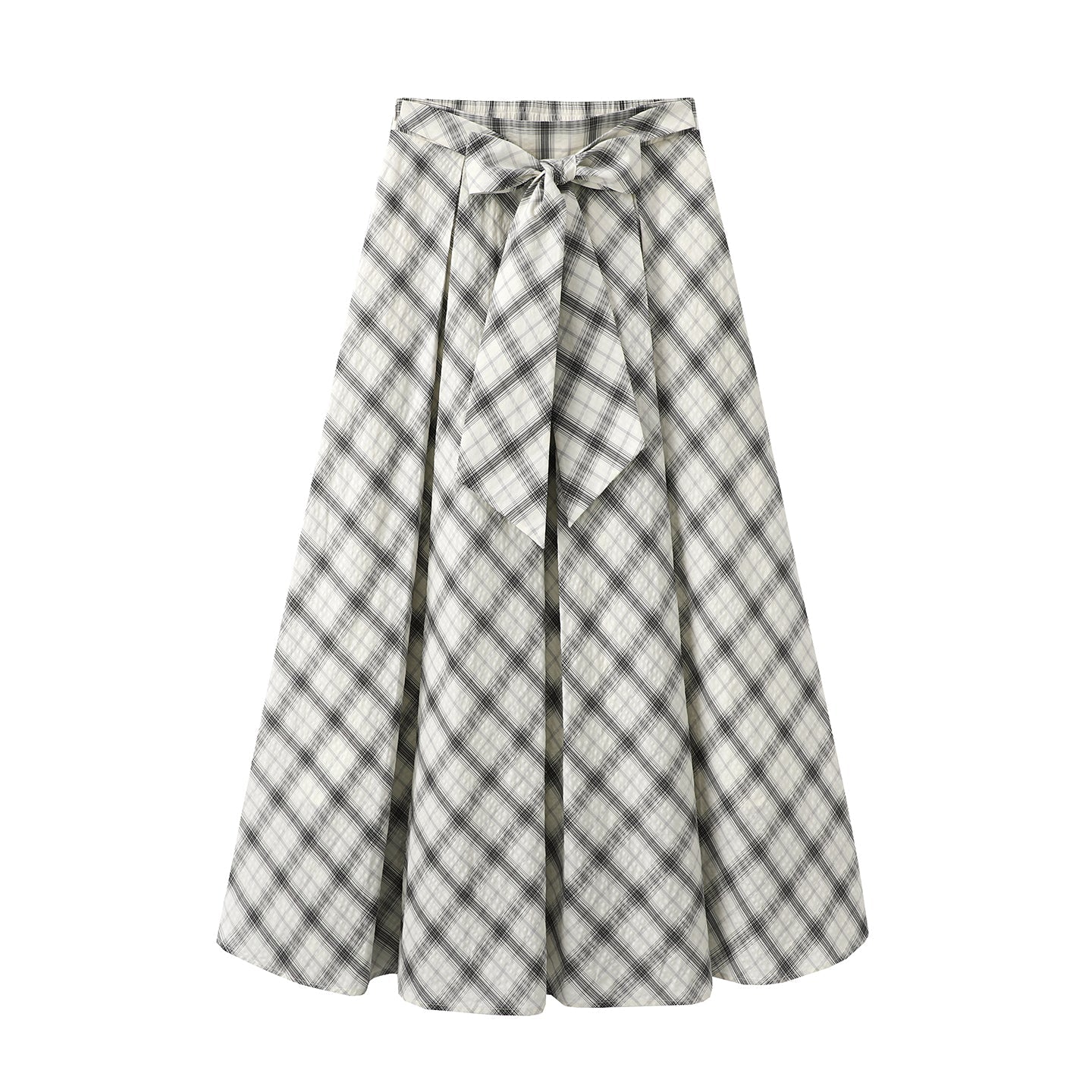 2025SS Plaid A-line midi skirt THOM TREND