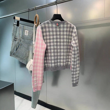 2025SS  Wool plaid cardigan THOM TREND