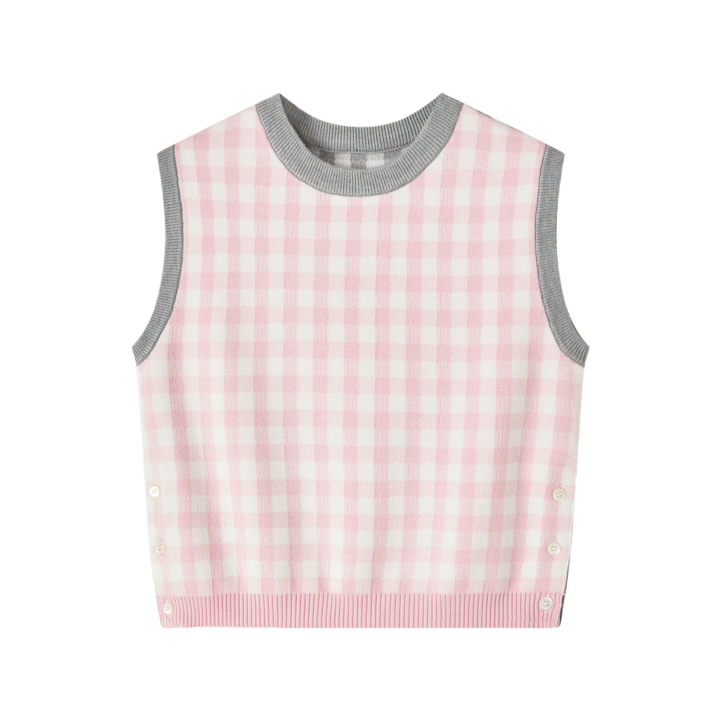 2025SS Pink and gray patchwork vest