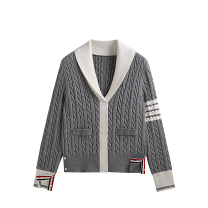 2025SS Lapel Cable Cardigan Sweater THOM TREND