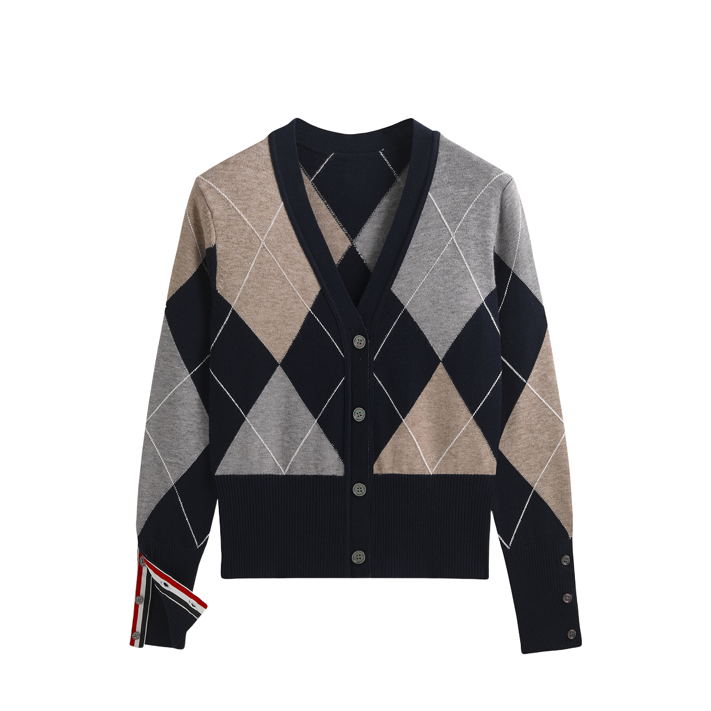 2025SS Diamond-patterned contrast cardigan THOM TREND