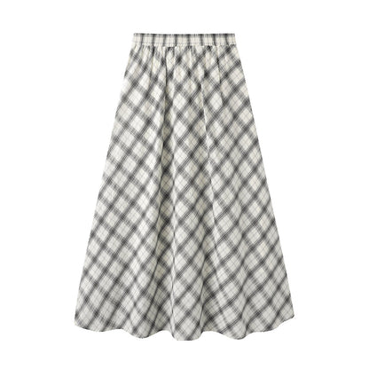 2025SS Plaid A-line midi skirt THOM TREND