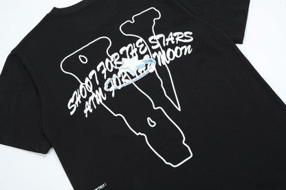 Rose lettering embroidered T-shirt