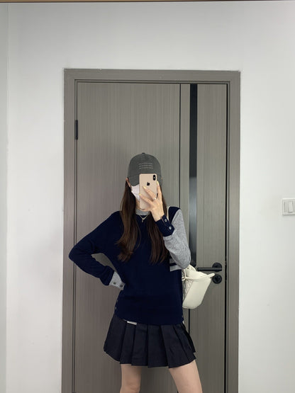 2025SS Spliced four-bar striped sweater THOM TREND