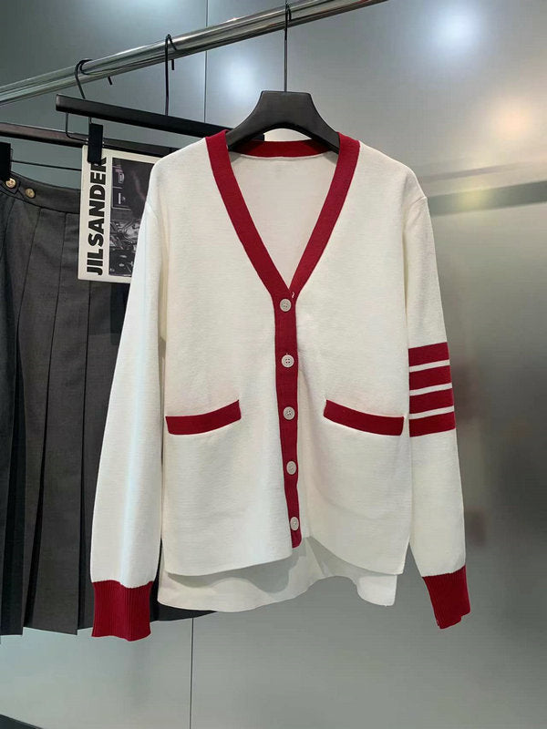 2025SS  Contrast color rugby cardigan THOM TREND