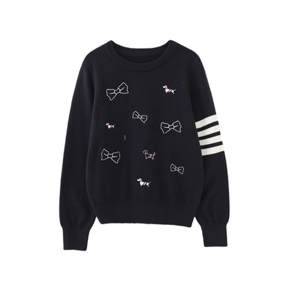 Jacquard Bow Sweater Jacket