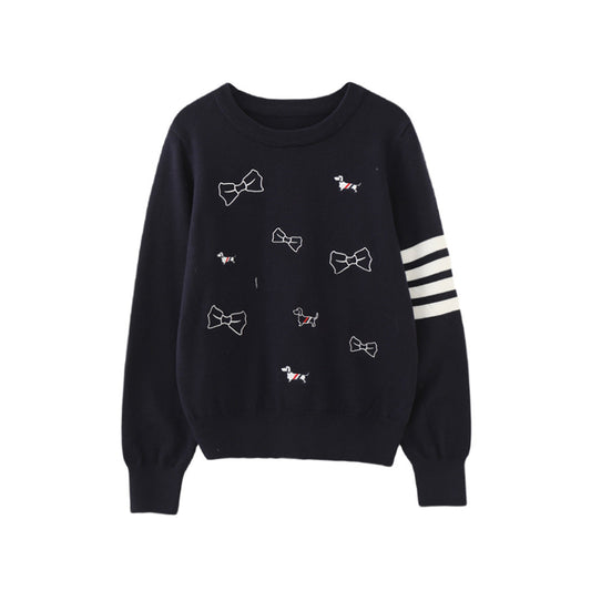 Jacquard Bow Sweater Jacket