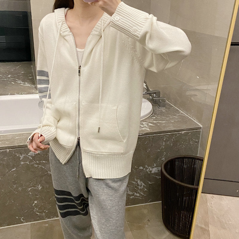 2025SS Cutout Flower Hooded Zip-Up THOM TREND