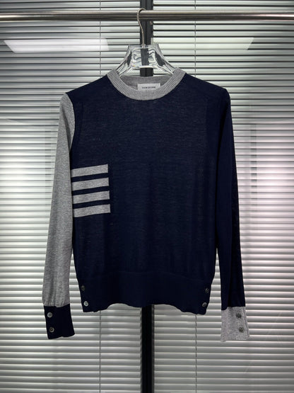 2025SS Spliced four-bar striped sweater THOM TREND