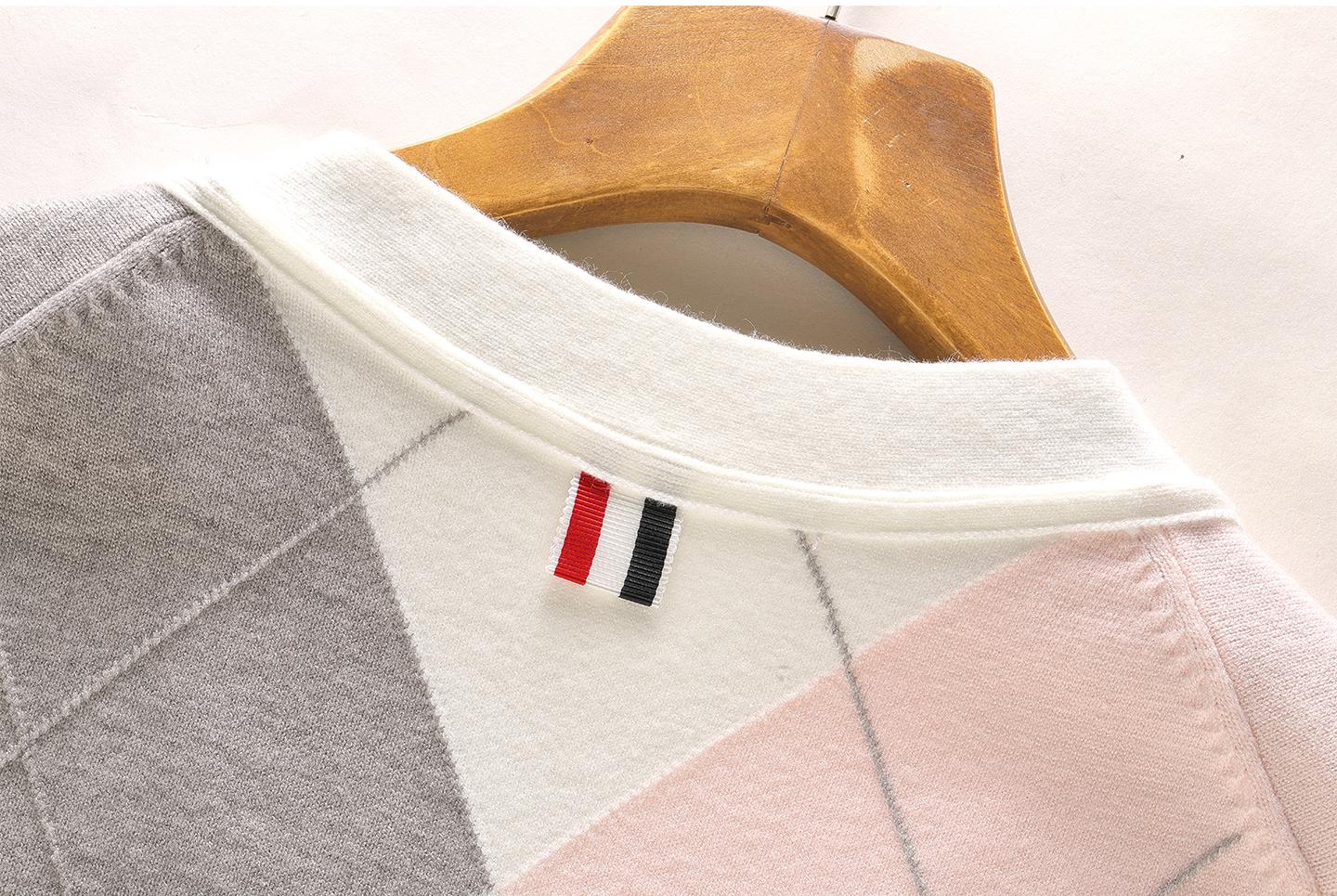 2025SS Diamond-patterned contrast cardigan THOM TREND