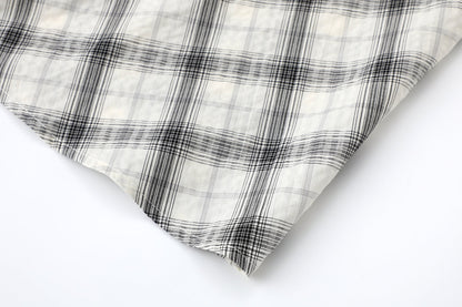 2025SS Plaid A-line midi skirt THOM TREND