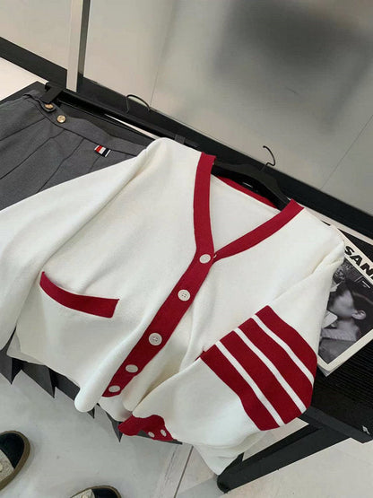 2025SS  Contrast color rugby cardigan THOM TREND