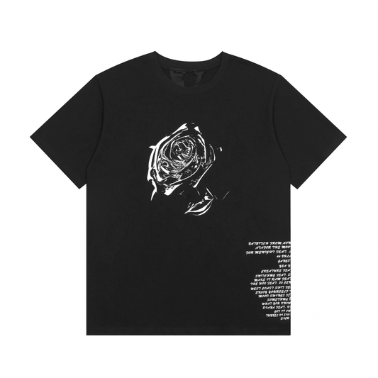 Rose lettering embroidered T-shirt