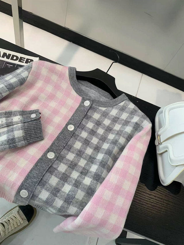 2025SS  Wool plaid cardigan THOM TREND