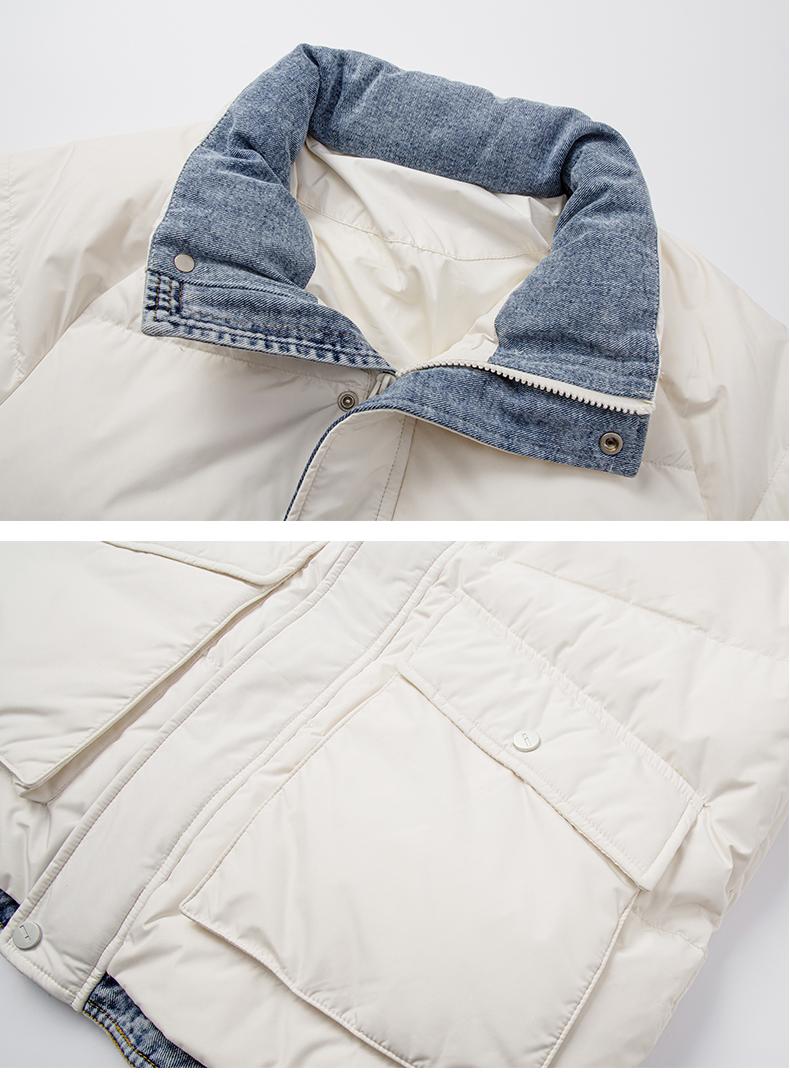 Denim patchwork down jacket THOM TREND