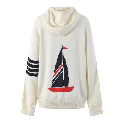 THOM  Sailboat jacquard hoodie THOM TREND